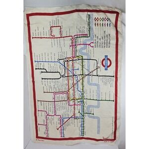 Vintage London Underground Map Tea Towel Linen Lamont Ireland Railways